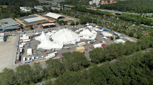 Ostpark Frankfurt am Main Panorama 360 - 1, Eisprorthalle, Zirkus Carl Busch in Frankfurt am Main